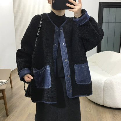 切り替えボアブルゾン｜もこもこジャケット（HU288）