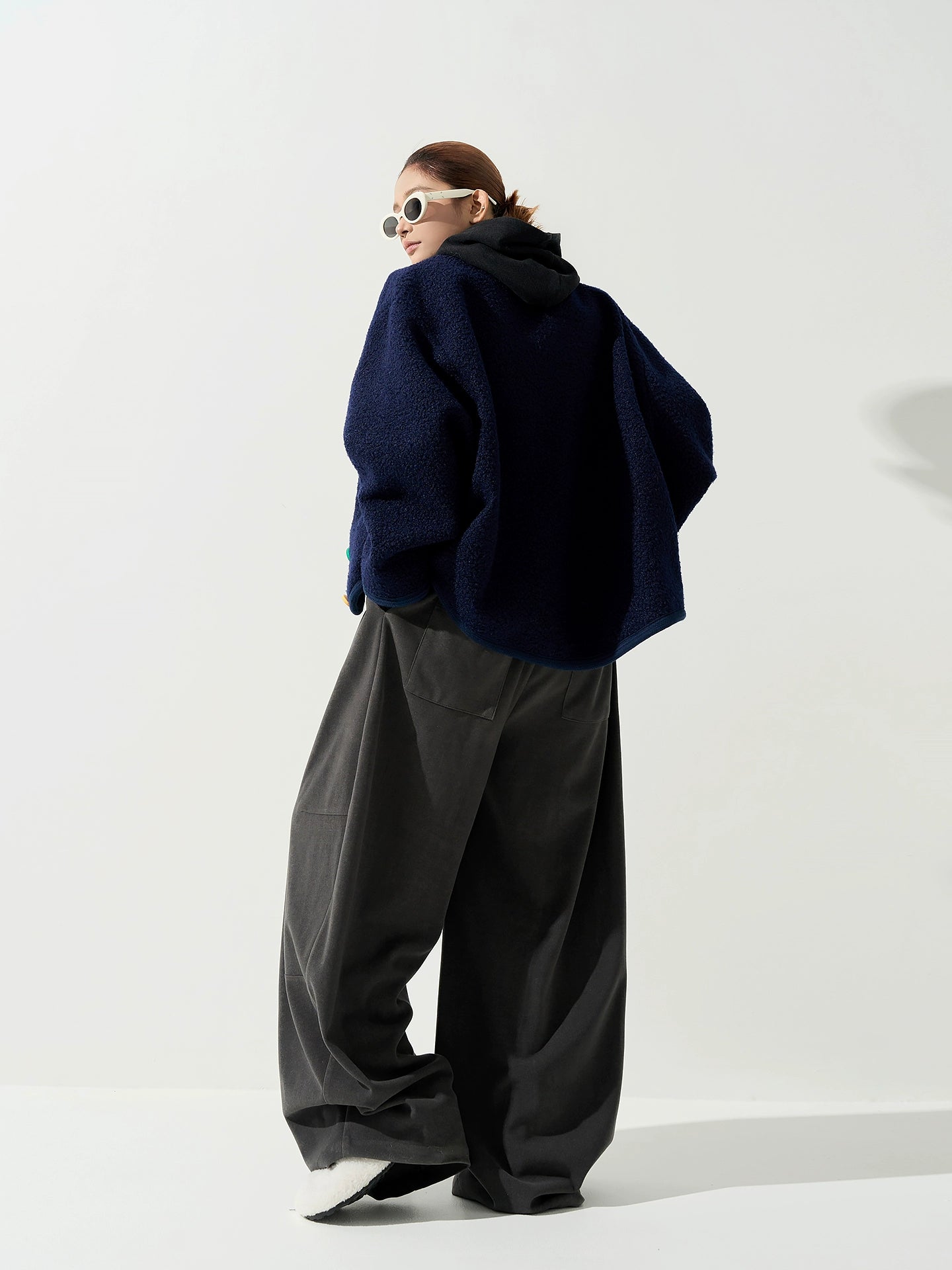 フリースカラーボタンジャケット｜オーバーサイズカーディガン風アウター（CA383）