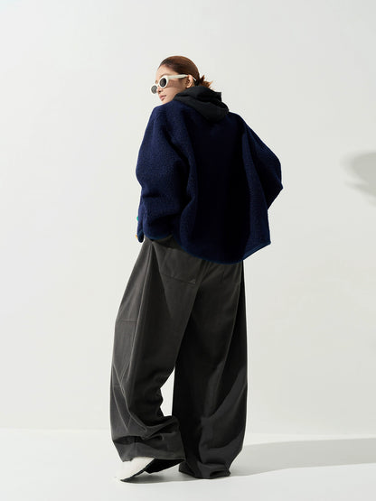 フリースカラーボタンジャケット｜オーバーサイズカーディガン風アウター（CA383）