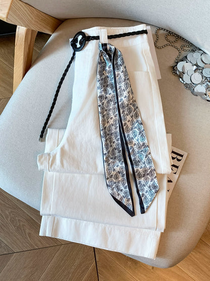 スカーフベルト付きワイドストレートパンツ（HU007）