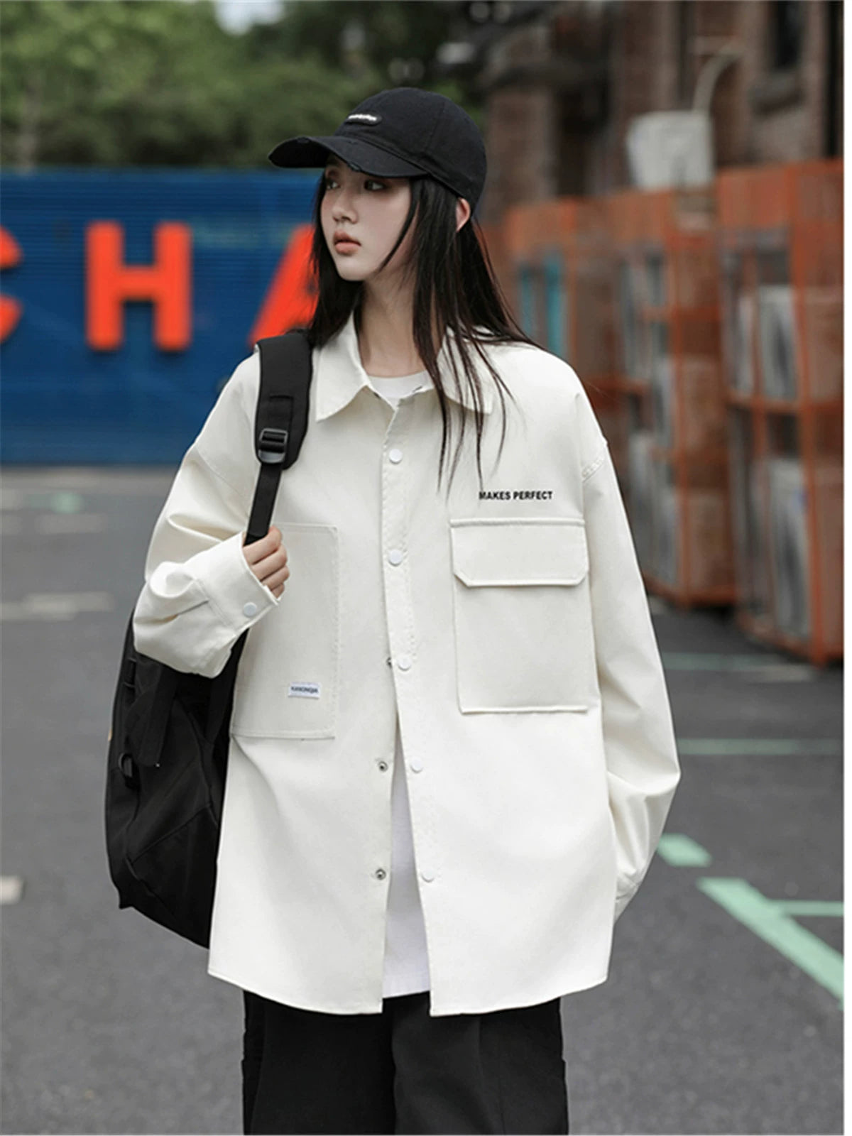 日系ルーズワークシャツジャケット(HU938)