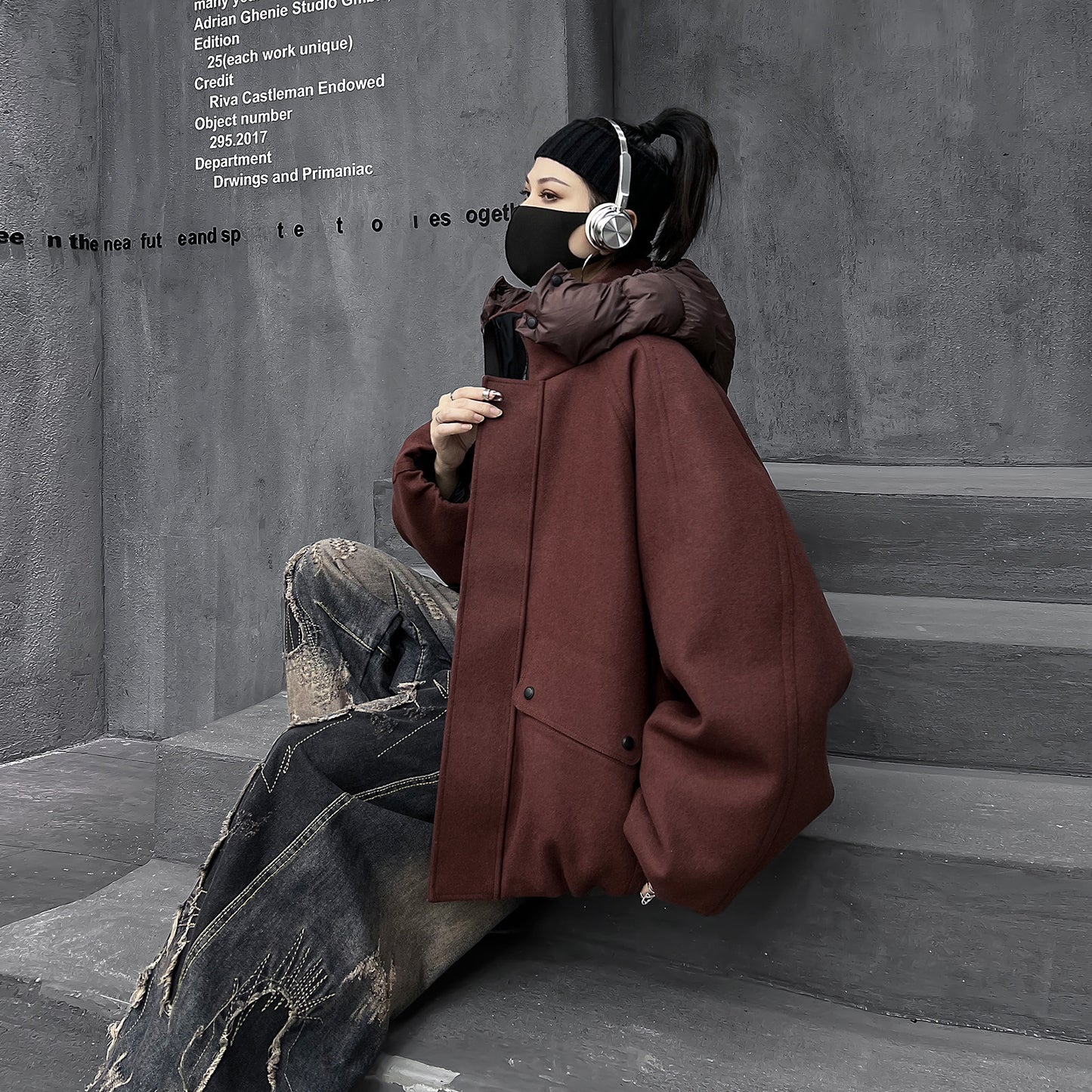 フード羽織ダウンコート（HU599）