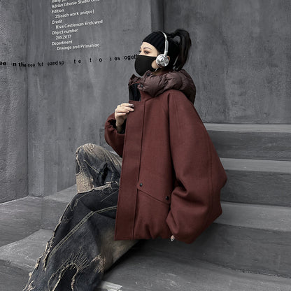 フード羽織ダウンコート（HU599）