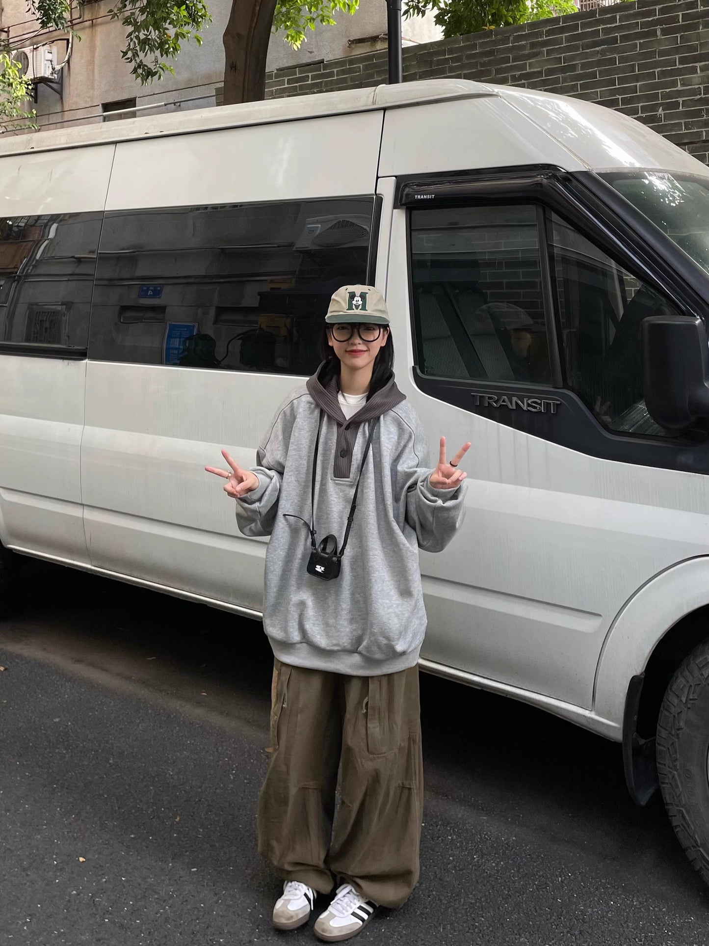 日系レトロ・ワッフル薄起毛フーディ（AVN004）