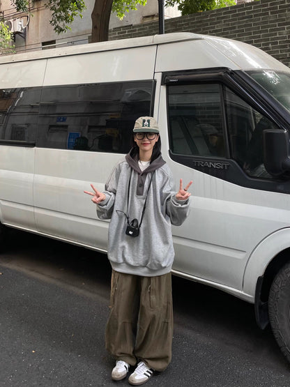 日系レトロ・ワッフル薄起毛フーディ（AVN004）