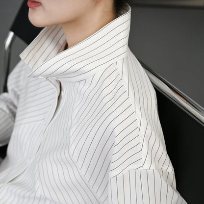 ストライプスタンドカラーシャツ（CA382）