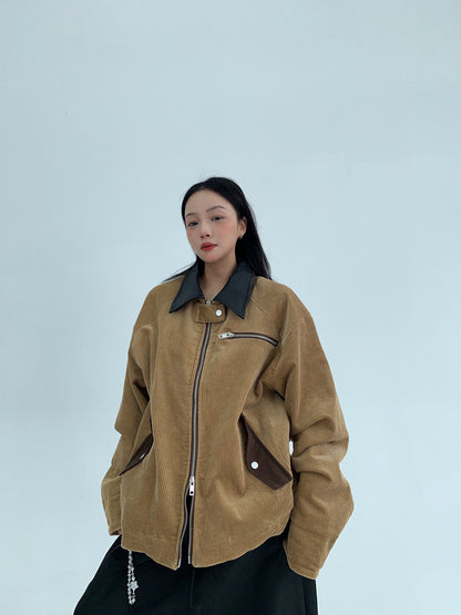 美式バーン風 コーデュロイ短丈ジャケット（AVN075）