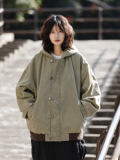 美式ヴィンテージ・ウォッシュ加工フードジャケット（HU929）