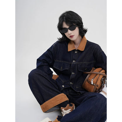 ツートーンデニムジャケット・パンツ｜韓系ヴィンテージスタイル（CZ109）