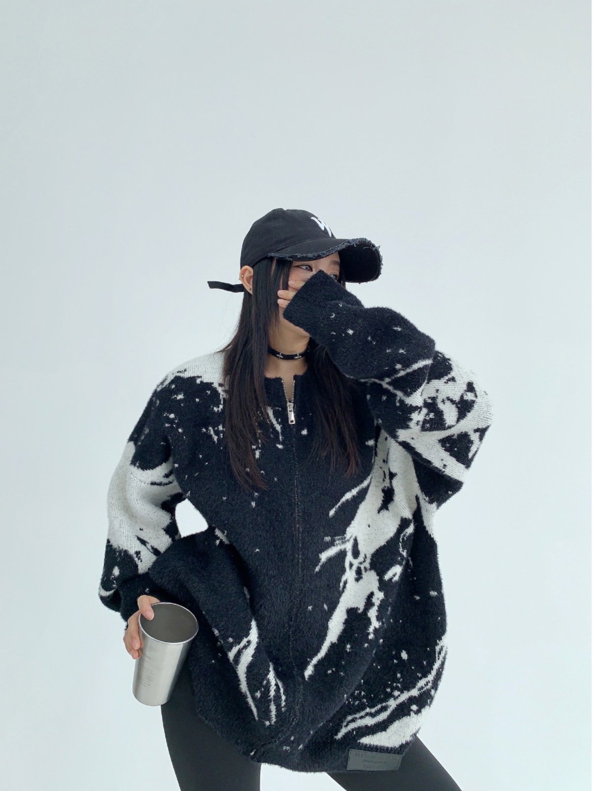 重厚フェイクミンク オーバーサイズ ニットカーディガン（AVN061）