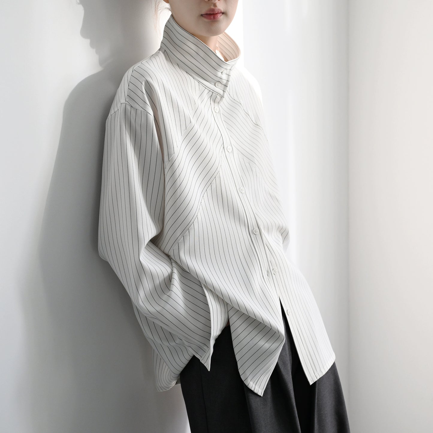 ストライプスタンドカラーシャツ（CA382）