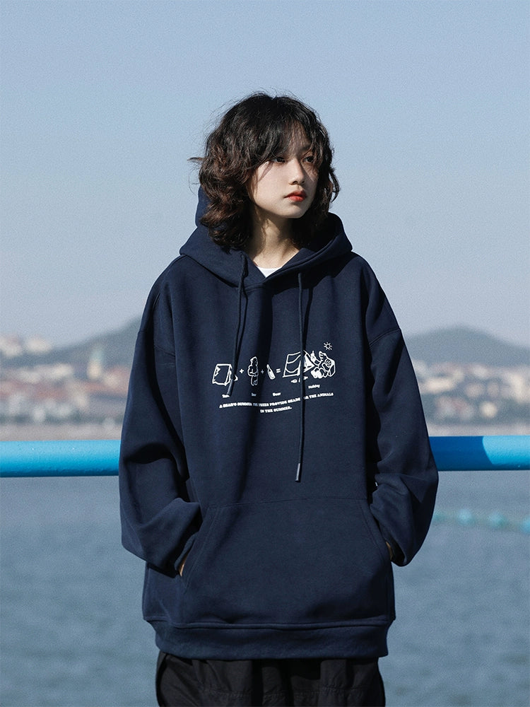 日系レトロ×ゆる感イラスト裏起毛パーカー(CA388)