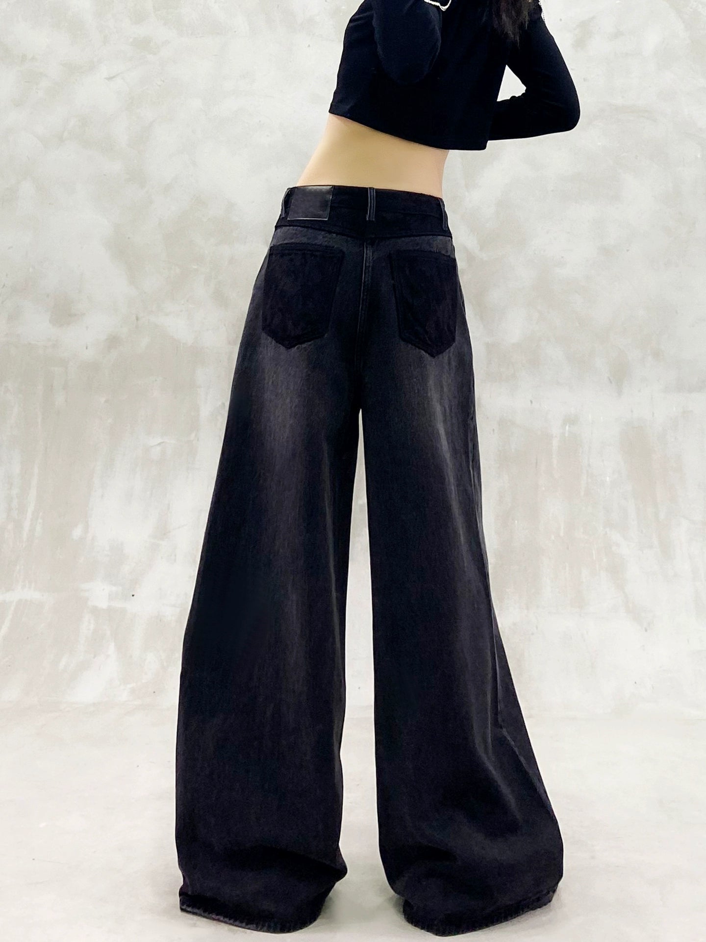 レースポケット切替デニムワイドパンツ｜ストリートモード(HU287)