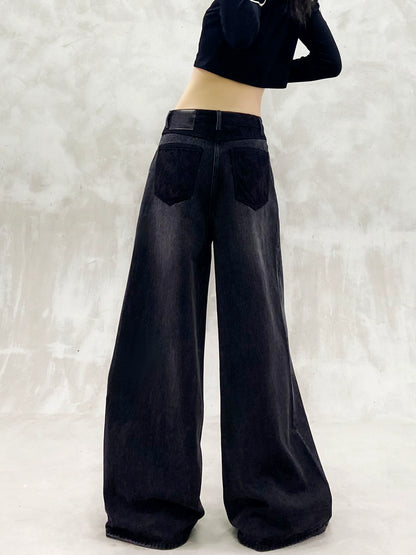 レースポケット切替デニムワイドパンツ｜ストリートモード(HU287)