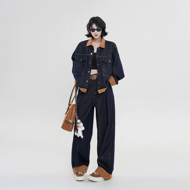 ツートーンデニムジャケット・パンツ｜韓系ヴィンテージスタイル（CZ109）